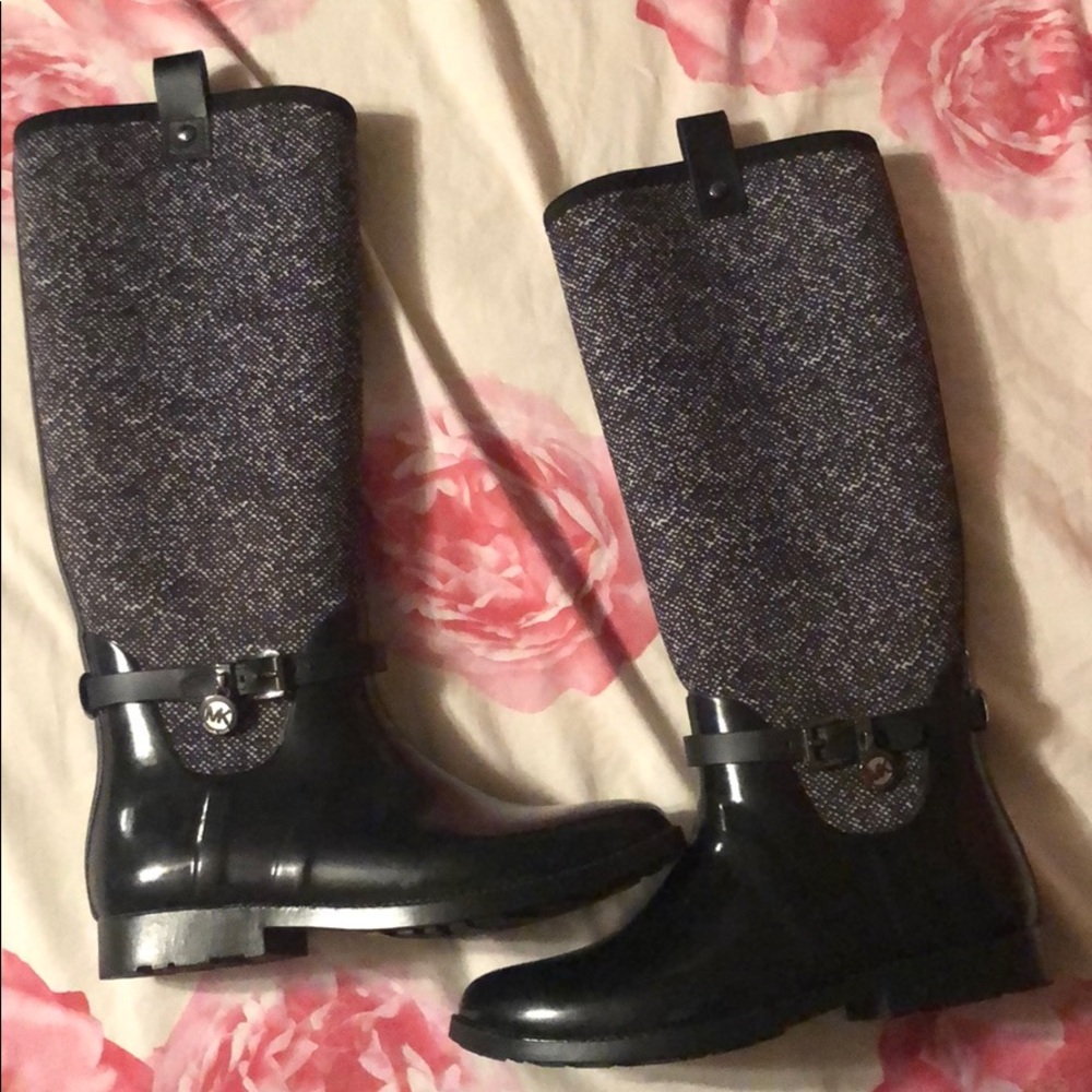Michel Kors Black w/ white spots RAIN BOOTS